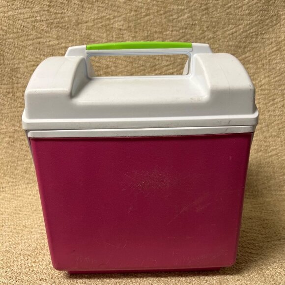 Vtg. Rubbermaid Sidekick Pink,White & Green Plastic Hard Sides Lunch Box- Lockin - Picture 9 of 9